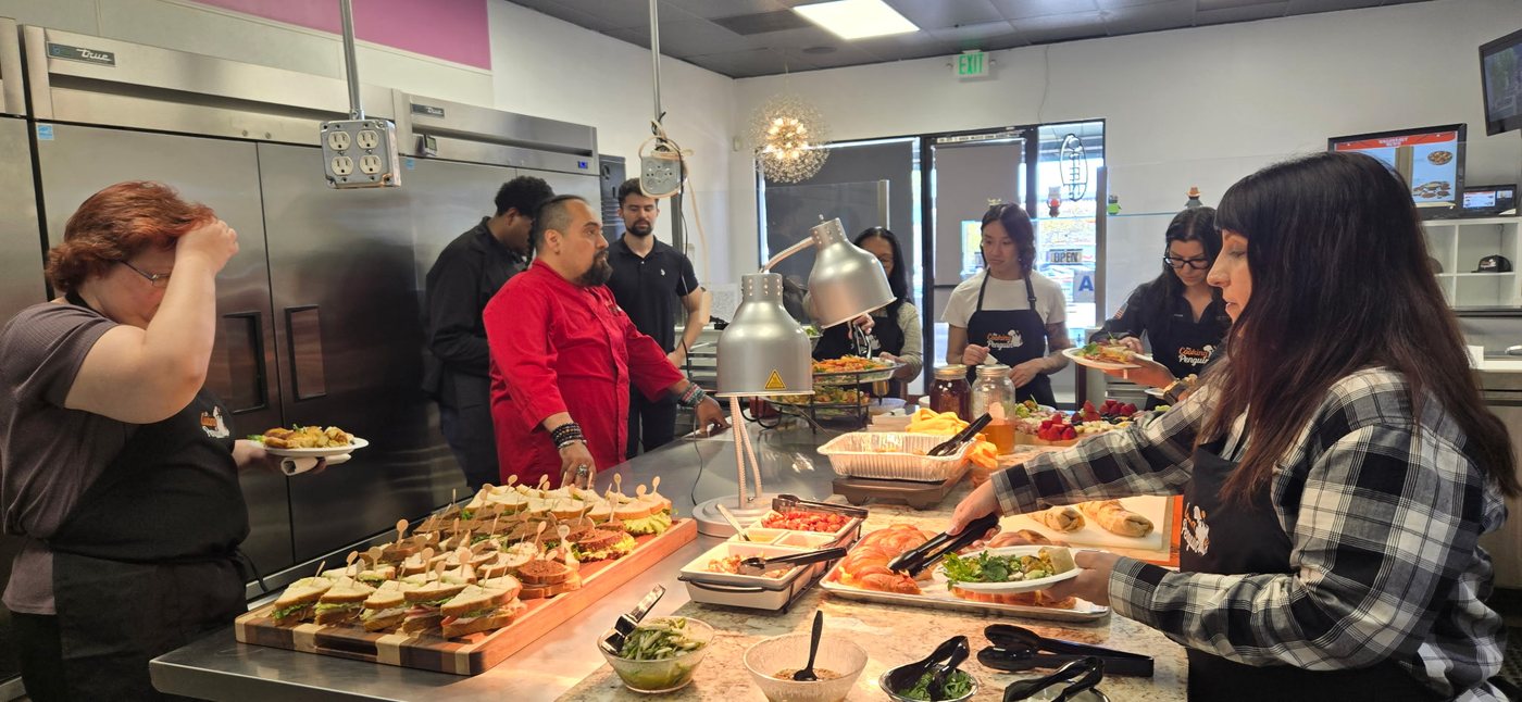 Our crew plating fresh in the kitchen