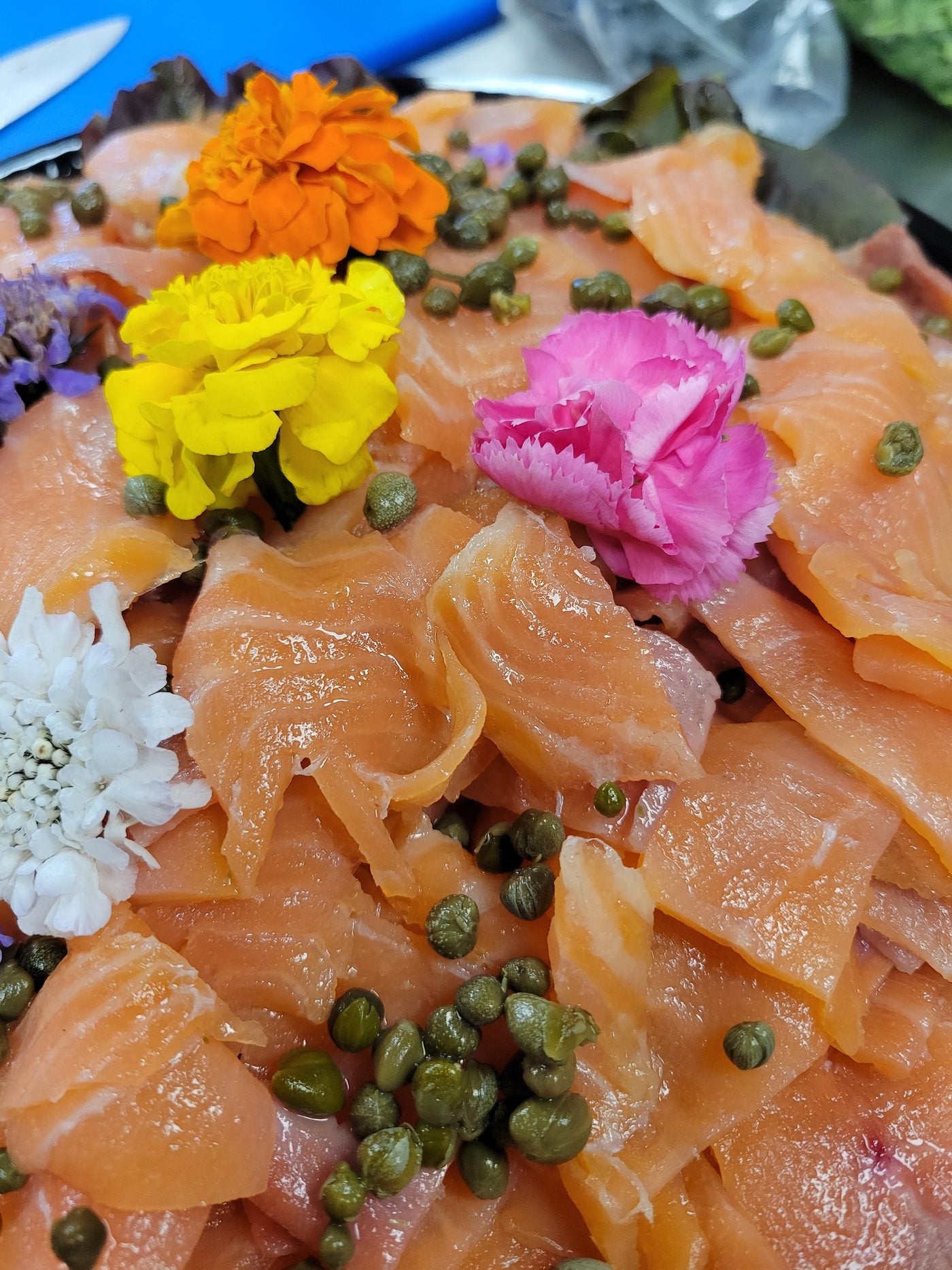 Smoked salmon with capers